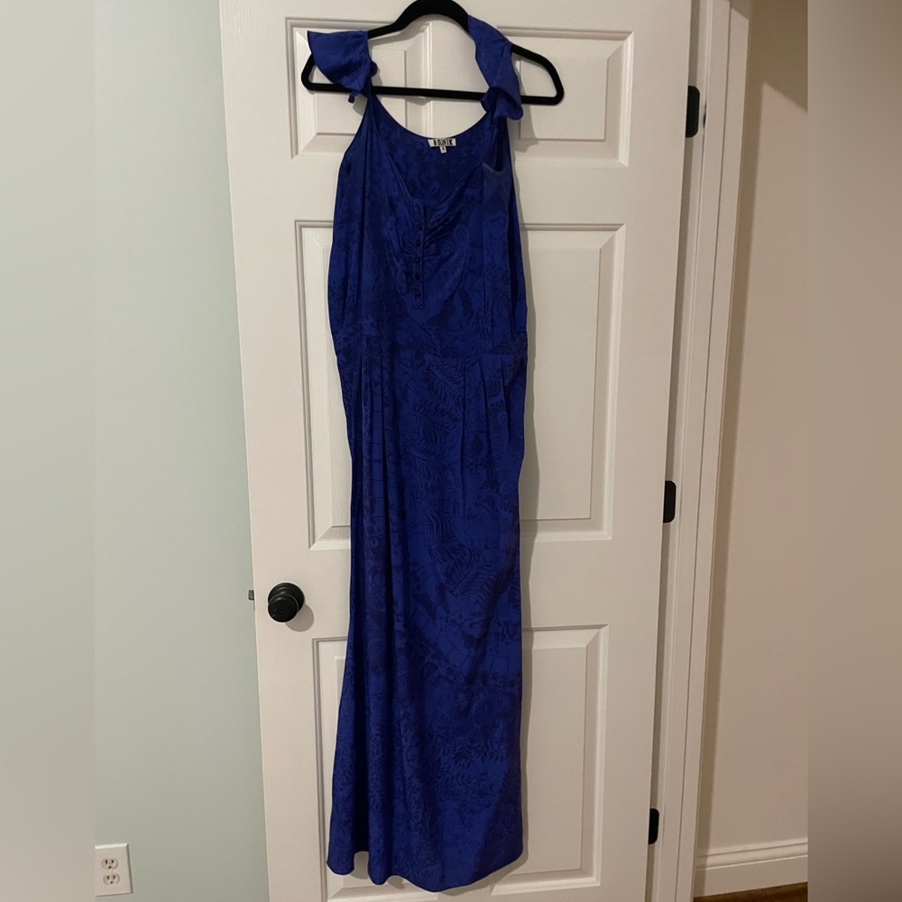 Blue and black printed long dress